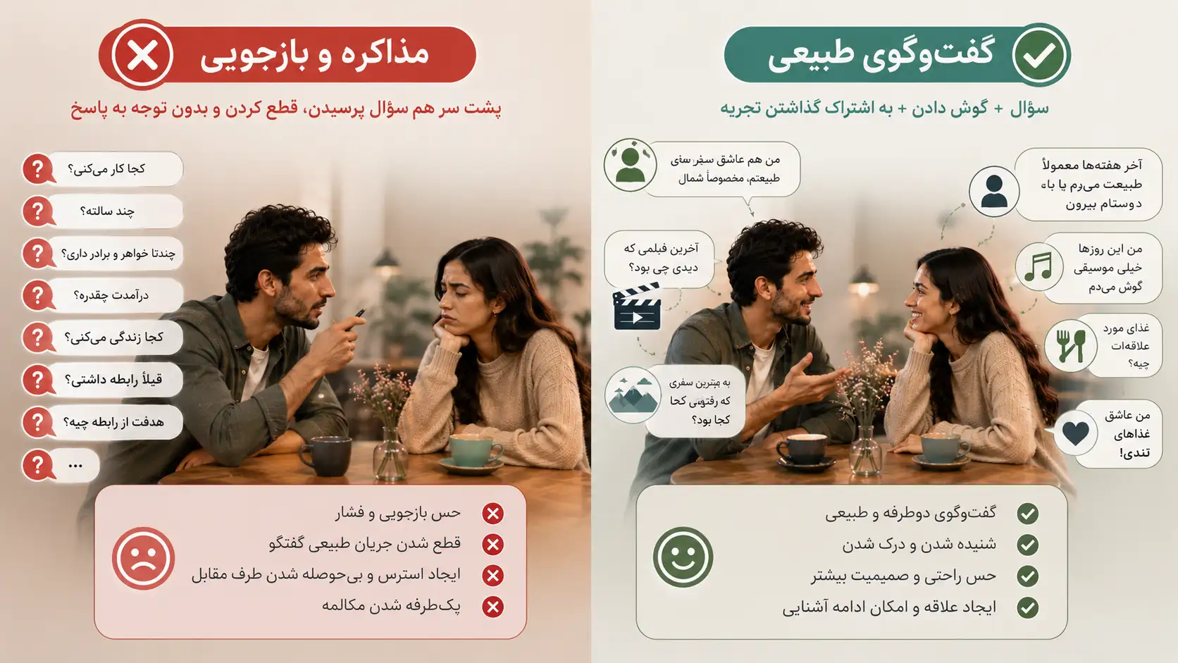 تفاوت مصاحبه و گفت‌وگوی طبیعی در قرار اول